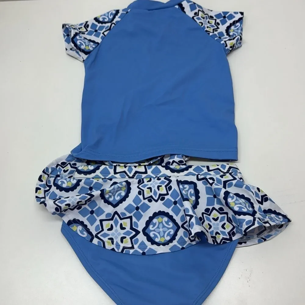 🔥Gymboree  Blue Rashguard Swim Set with Geometric Pattern - Picture 4 of 5